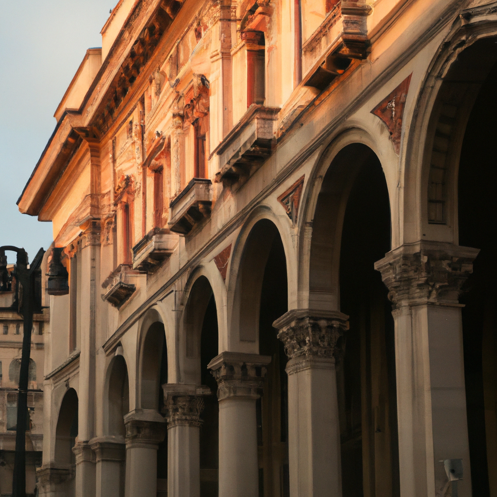 Facciata storica di Milano al tramonto, riferimento al contesto architettonico locale